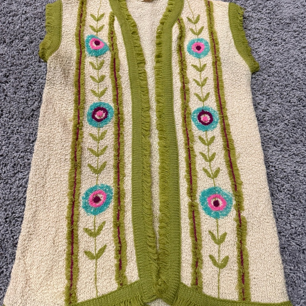 Jack Winter Vintage Knitwear Floral Embroidered Sweater Vest Rare Find